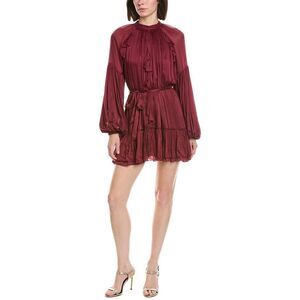 Hemant & Nandita Womens  Solid Mini Dress, Red